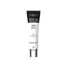پرایمر مات کننده 24 ساعته لورال (L'Oreal Prime Lab 24H Matte Setter) – مناسب پوست‌های چرب و مختلط، حاوی سالیسیلیک اسید و LHA، با ماندگاری 24 ساعته و فرمولاسیون سبک.