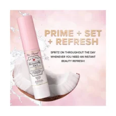 اسپری فیکس سه‌کاره توفیسد Too Faced Hangover 3-in-1 با طراحی سبک و فرمولاسیون آبرسان، مناسب برای افزایش ماندگاری آرایش و طراوت‌بخشی پوست.
