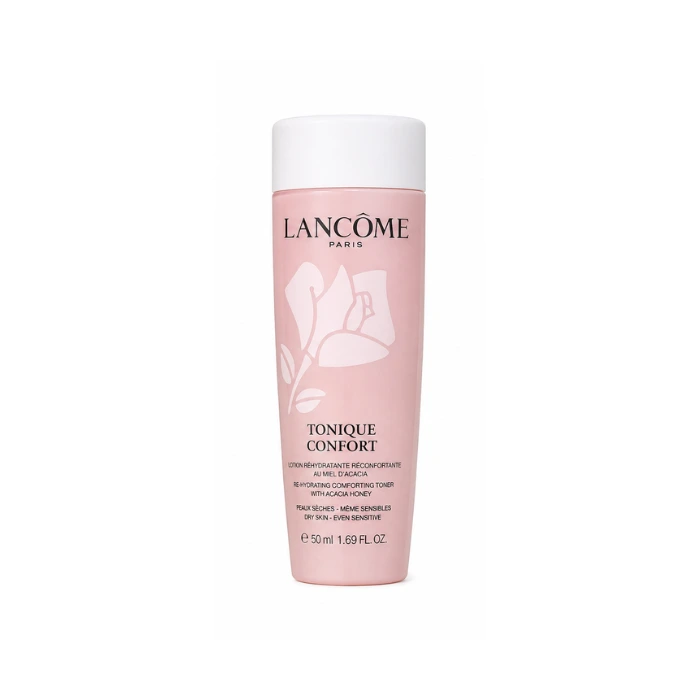 Lancôme Tonique Confort Re-Hydrating Comforting Toner - 50ml (1) تونر آبرسان و تسکیندهنده لانکوم مدل تونیک کنفورت (Lancôme Tonique Confort Re-Hydrating Comforting Toner - 50ml) - بافت شیری و لطیف مناسب پوستهای خشک و حساس در سوییتی شاپ