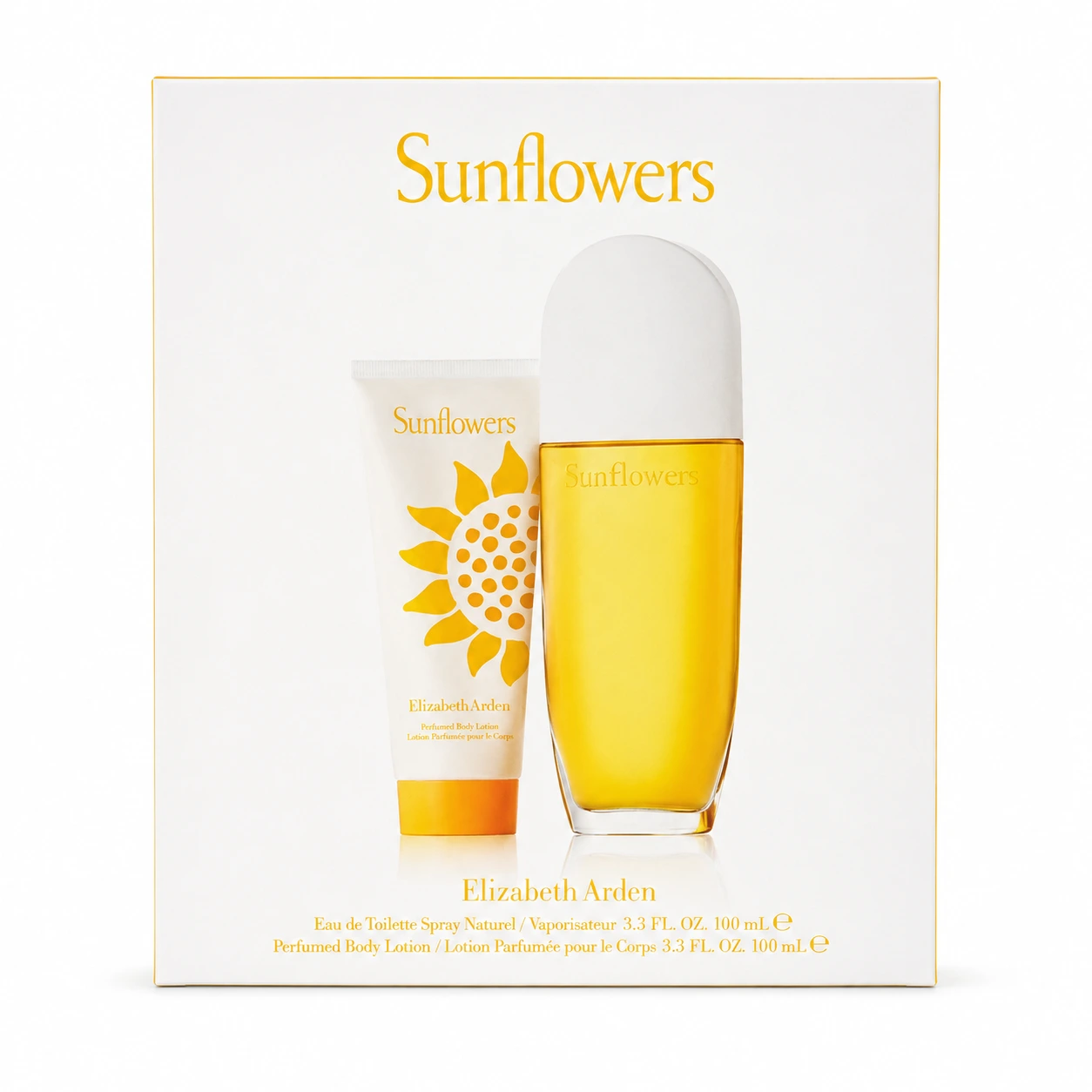 Elizabeth-Arden-Sunflowers-Gift-Set-100ml.webp ست هدیه الیزابت آردن سان فلاورز شامل ادوتویلت و لوسیون بدن ۱۰۰ میل اورجینال در سوییتی شاپ
